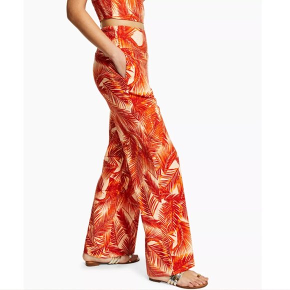 NWT INC International Concepts Orange Tropical Print Pants Size 14P - Picture 3 of 13